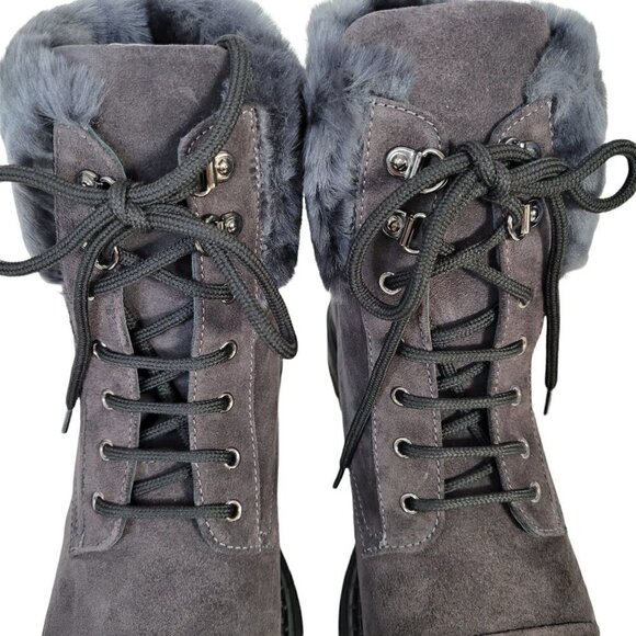 NWT Made In Italy Genuine Suede Leather Ankle Booties Boots Gray Women Size 8 - Picture 12 of 15